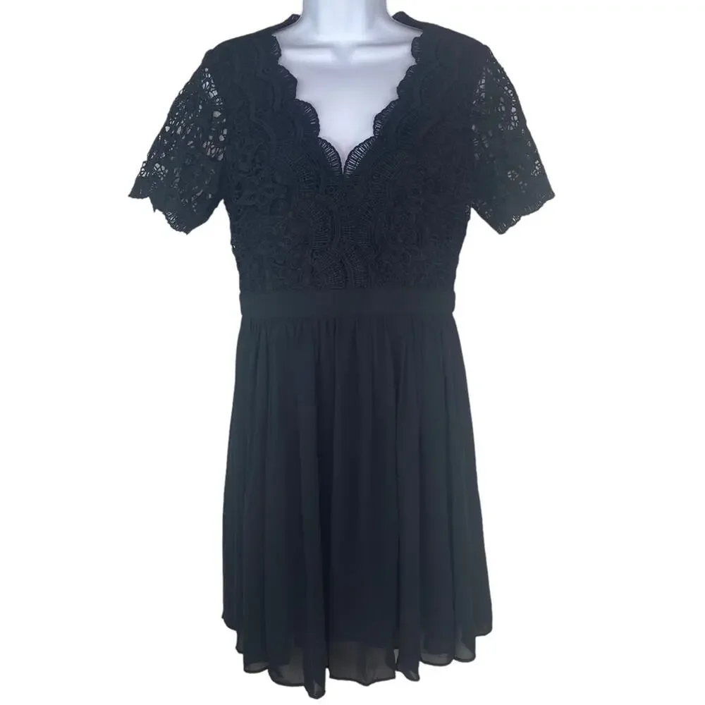 Lulu's Angel In Disguise Lace Cocktail Dress Black Size M 24945 Skater‎ - Picture 4 of 12